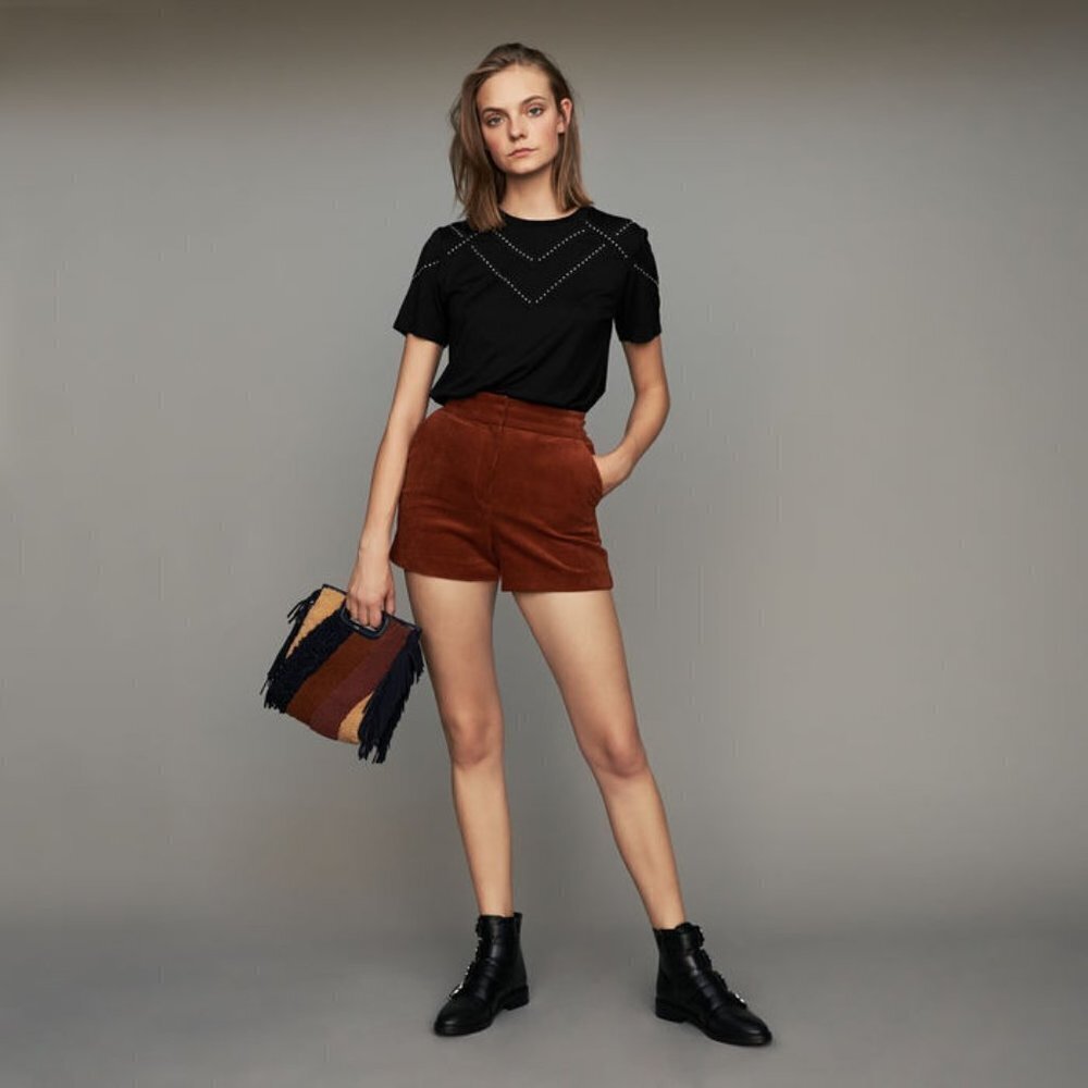 NWT Maje burnt orange high rise corduroy shorts, 38 or M
